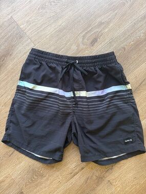 Hurley Black Swim Shorts with Iridescent Waistband